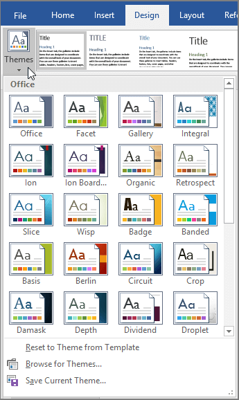 ffice 365 Word Themes